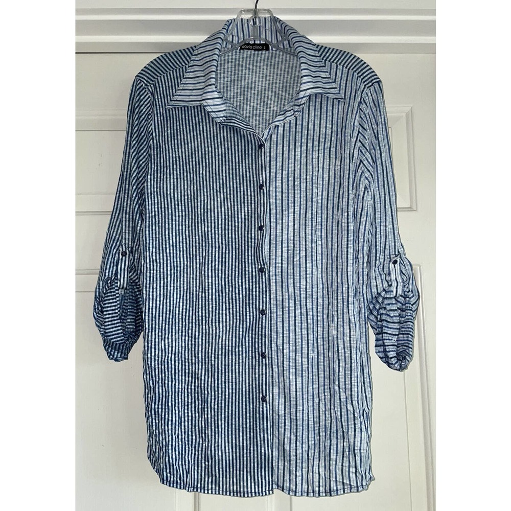 David Cline Sz L Spica Roll Up Top Crushed Cosmo Shirt #7700